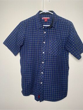 Men's Plaid Short-Sleeve Button-Down Shirt - Blue